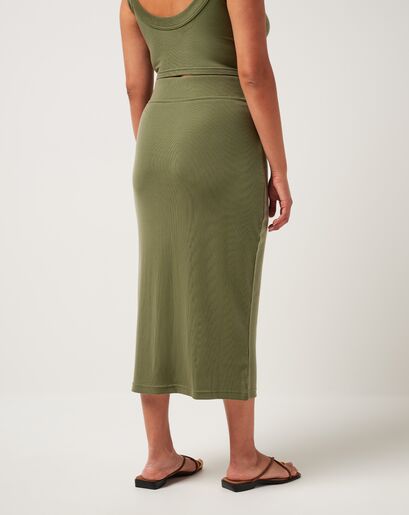 【THE MOZZ】Falling Ribbed Skirt Ribbed Stretch Knit Midi Skirt | Michael Kors [US]