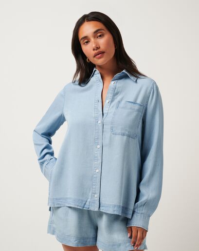 CHAMBRAY BUTTON DOWN LONG SLEEVE Image Thumbnail 3